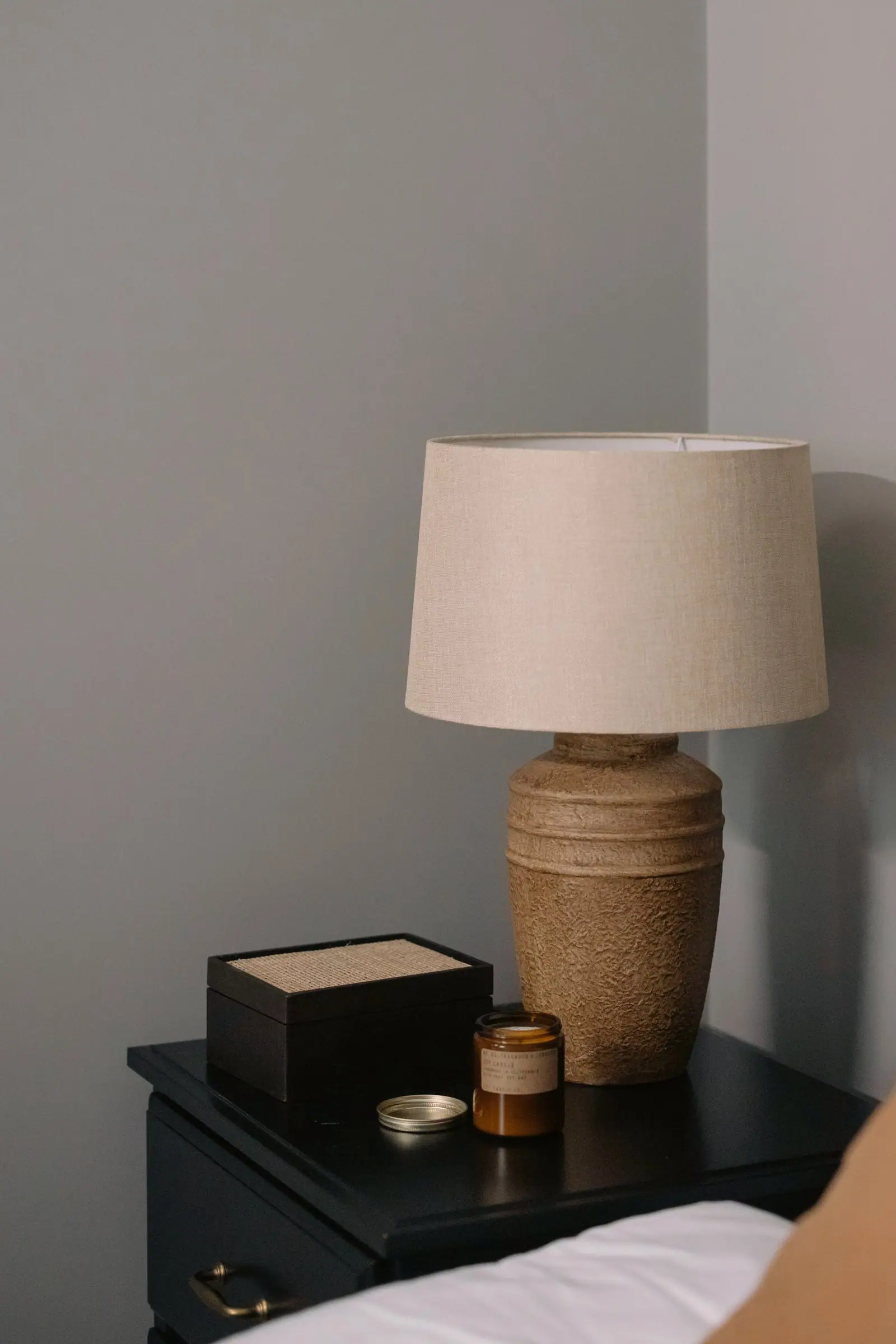 linen table lamp ivory shade